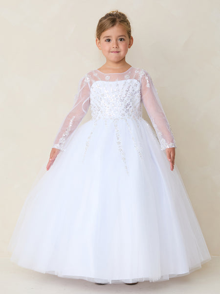 TK5877 White Dress (2-14 yrs)