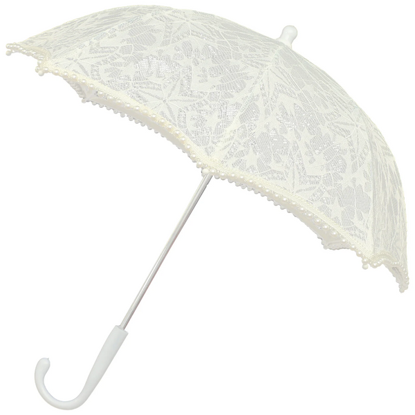 Small Ivory Lace Umbrella with Pearl Trim