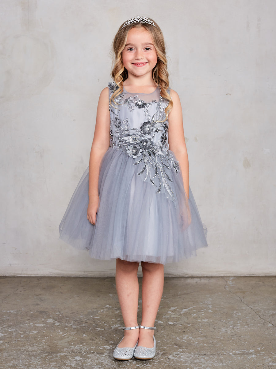 TK7027 Girls Short Silver Dress (2-18 years) – Leanaí Athlone