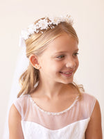 TK783 White Floral Crown with Veil