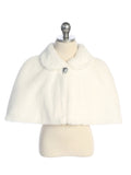 TK7900 Faux Fur Cape with Rhinestone Accent (white and ivory, 6 months to 12 years)