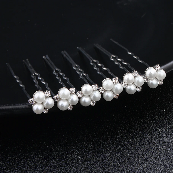 Pearl & Diamante Silver Hair Pin