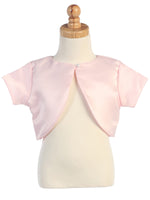 #9306 Pink Satin Bolero with Pearl Button