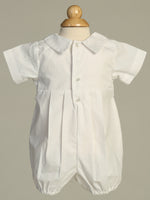 ARTHUR White Poly Cotton Christening Romper (0-18m)