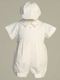 ARTHUR White Poly Cotton Christening Romper (0-18m)