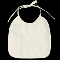 BB32 Off-White Raw Silk Christening Bib