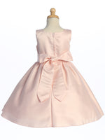 BL257 Blush Pink Satin Dress with Bow (2-10 years)