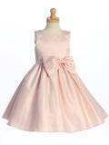 BL257 Blush Pink Satin Dress with Bow (2-10 years)