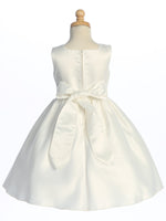 BL257 Ivory Satin Dress with Bow (2-8 years)