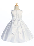 BL257 White Satin Dress with Bow (2-8 years)