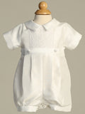 BRODY White Shantung Christening Gown (Romper with Detachable Skirt (0-24m)