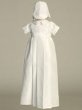 BRODY White Shantung Christening Gown (Romper with Detachable Skirt (0-24m)
