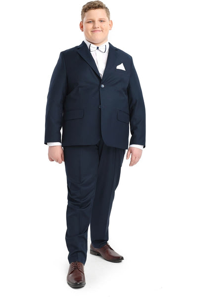 DAWID Navy Slim Fit 2 Piece Boys Suit (plus sizes)