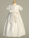 ESTHER Off-White Raw Silk Christening Dress (0-18m)