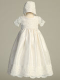 ESTHER Off-White Raw Silk Christening Dress (0-18m)