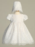 GALE White Embroidered Organza Short Christening Dress (0-24m)