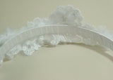 F1144-2 White Communion Hairband with Diamonds and Pearls