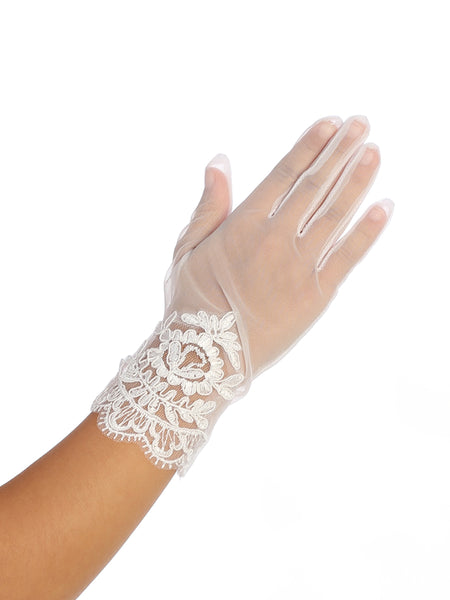 LMG Short White Communion Mesh Lace Gloves (2 sizes)