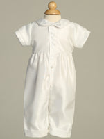 NOAH White Shantung Christening Romper (0-24m)