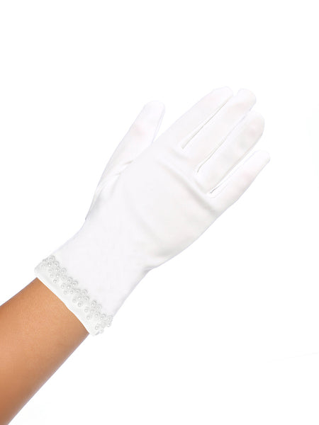 PMG Matte Short White Pearl Communion Gloves (2 sizes)