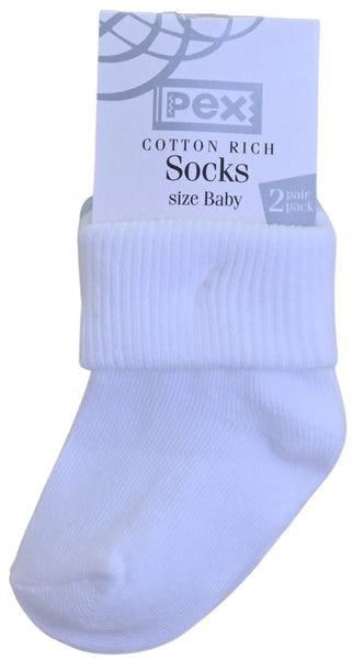 ROMA 2pairs of white plain socks (sizes 0 to 5.5)