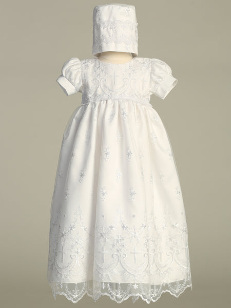SAVANNAH White Christening Gown (0-18m)