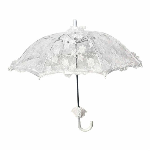 #42-228 Medium Off-White Floral Lace Communion Umbrella