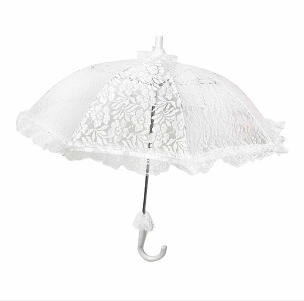 #42-229 Medium Off-White Floral Lace Communion Umbrella