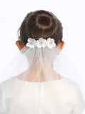 T-49 White Comb Veil with Satin Flowers