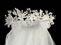 T509 White Crown with Veil