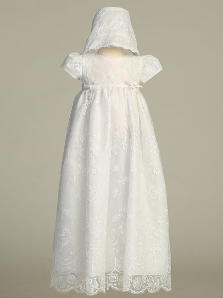 VERONICA White Christening Dress (0-18m)