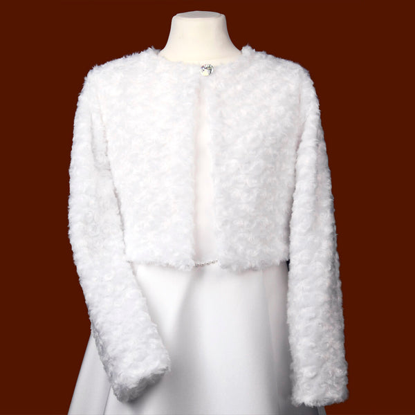 KR65316 White Fur Bolero