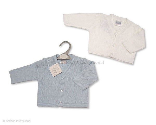 BW10-176/576 Baby Boys White Knitted Cardigan (Newborn - 24 months)