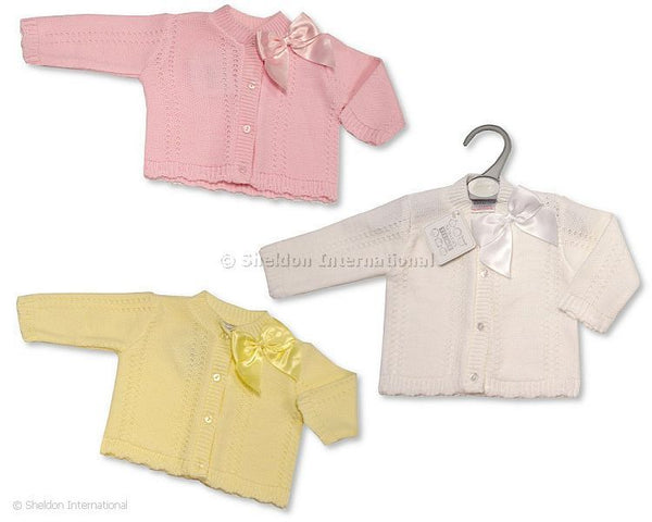 BW10-581 Baby White Knitted Cardigan with Bow (Newborn - 9 months)