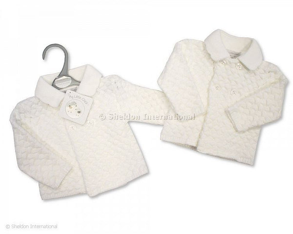 BW10-792 Baby White Chunky Knitted Jacket (Newborn - 9 months)