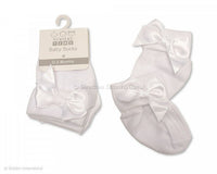 BW-61-2223 Baby Girl White Socks with Bow 0-3m