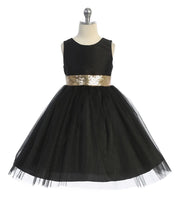 KD498 Black & Gold V Back Dress (sizes 2-20.5)