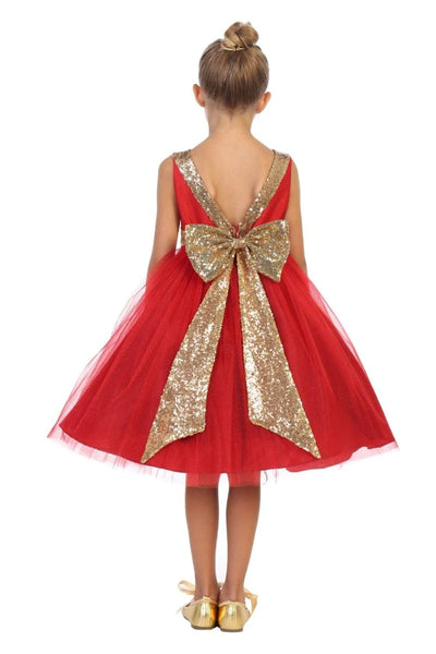 KD498 Red & Gold V Back Dress (sizes 2-20.5)
