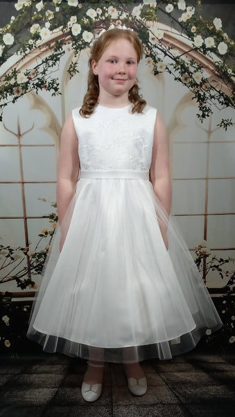 KRE215 White Communion Dress (plus sizes)
