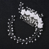 TC01 Off-White Flower Hair Comb