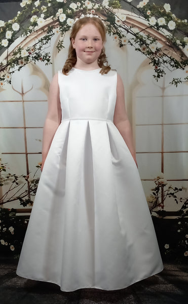 KRS123/SAT White Communion Dress (Satin, plus sizes)