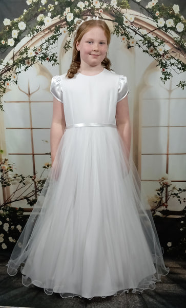 KRS155 White Communion Dress (plus sizes)
