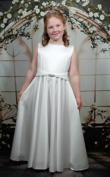 KRS157 White Communion Dress (plus sizes)