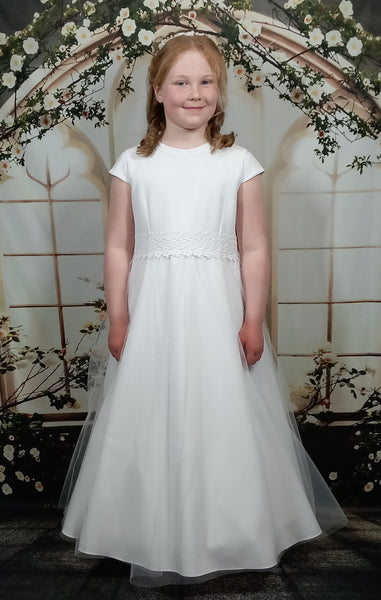 KRS160 White Communion Dress (plus sizes)