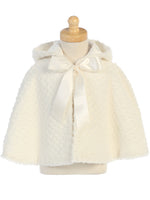 #1111 Ivory Faux Fur Cape with Hood (2-10 years)