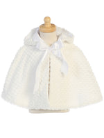 #1111 White Faux Fur Cape with Hood (2-10 years)