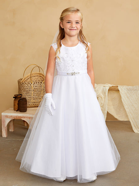 TK1206 White Communion Dress (7-18 yrs)