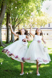 KD160B White Dress with Flower & Petals (sizes 2-20.5)