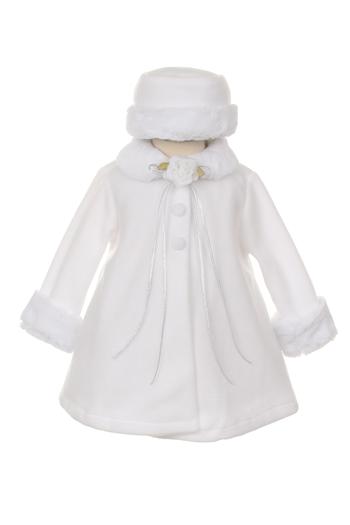 KD166 White Fleece Coat & Hat Set (sizes 3-24 months)
