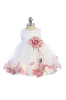 KD195C White Petal Baby Dress with Sequin Top (3-24 months)